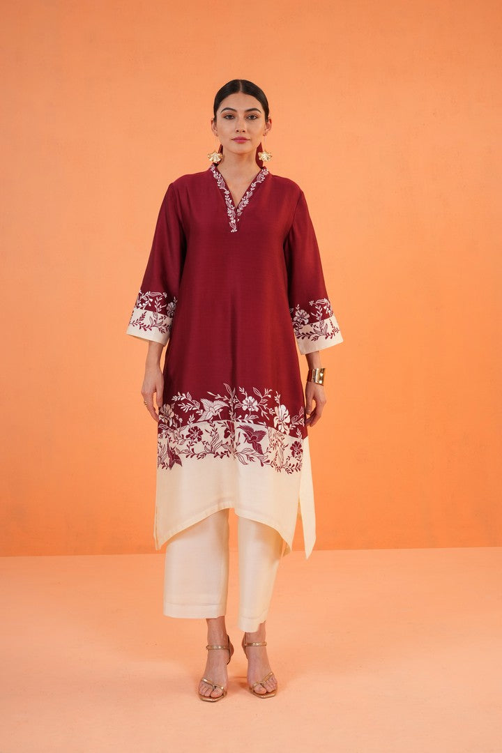 ORIGANI Maroon Eternal Suit Set