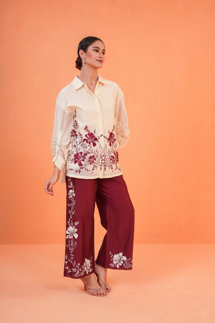 ORIGANI Maroon Mirage Co ord Set