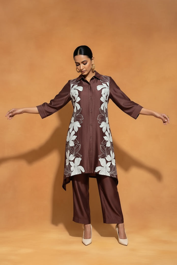 ORIGANI Brown Noir Tunic Set