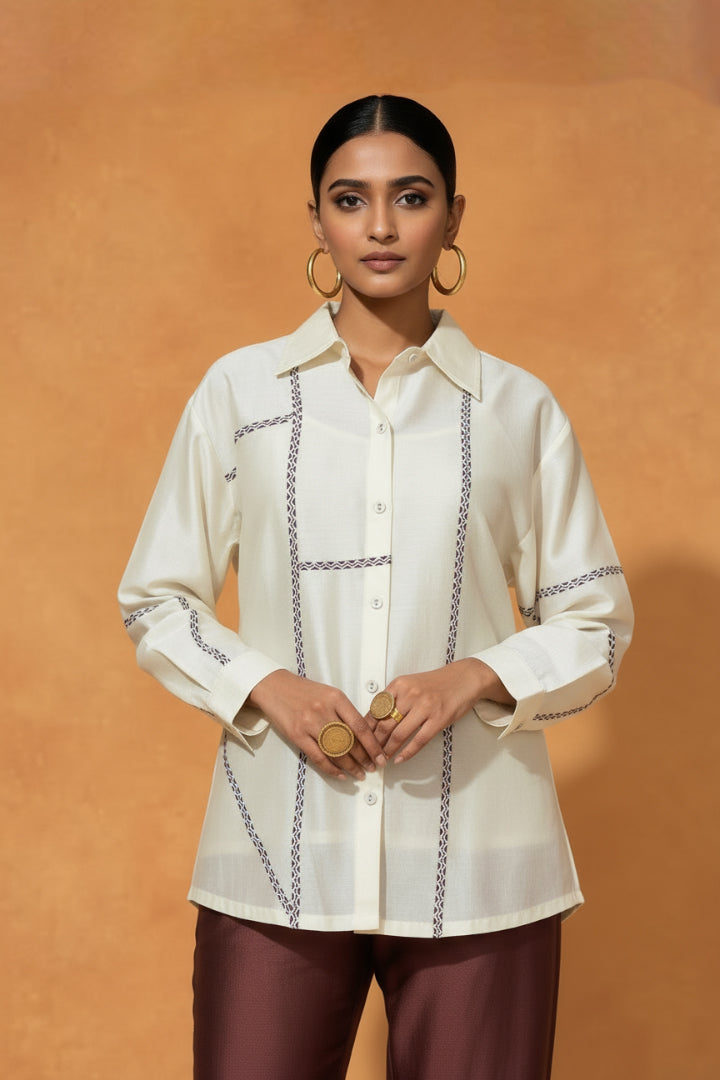 ORIGANI Brown Mosaic Shirt