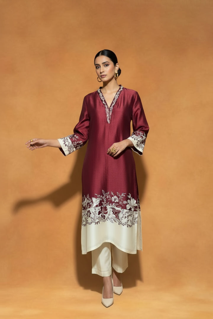 ORIGANI Maroon Eternal Suit Set
